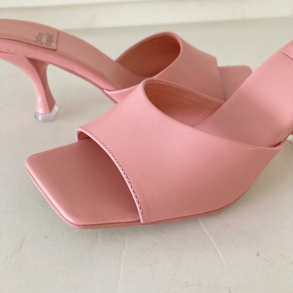 NWOT Jeffery Campbell Anthropologie Square Toe Pink Leather Mule Heels - Picture 2 of 8